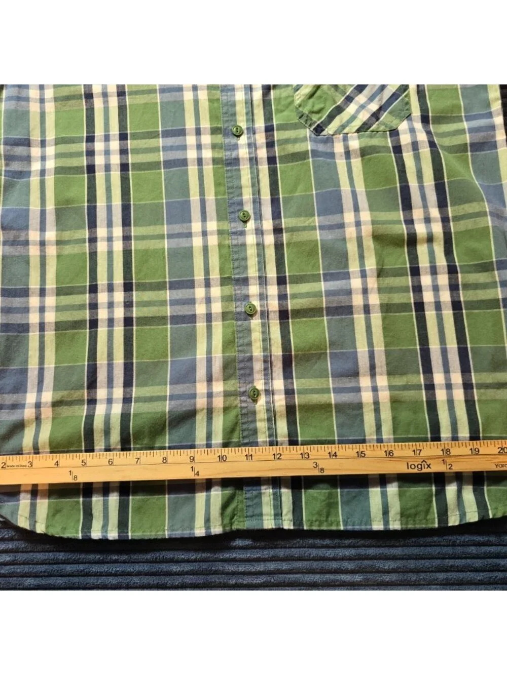 Levi's Mens Shirt Large Short Sleeve Plaid Button Up Green Blue White RN 117508
